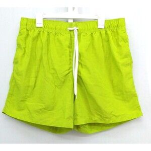 FREETRACK Outdoor Swim Shorts Mens Size L Yellow Green Mesh Lined Pockets